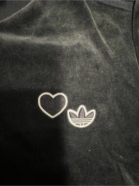 adidas Black Crop Top with Heart & Trefoil Logos